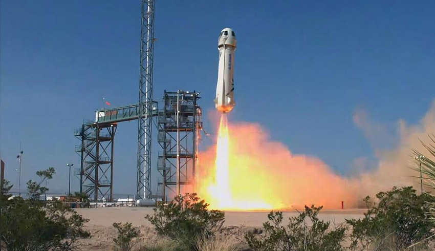 Blue Origin New Shepard liftoff